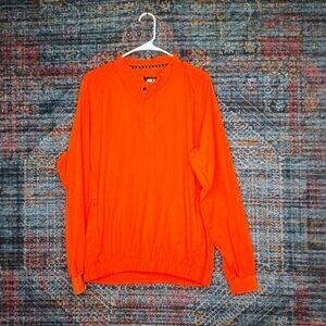 FootJoy mens solid orange 1/4 snap button windbreaker pullover M EUC